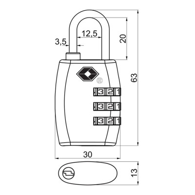 RV.TSA.335 lacăt de călătorie colorat
