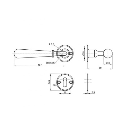 HERMÍNA R kľučka rozetová na kľúč