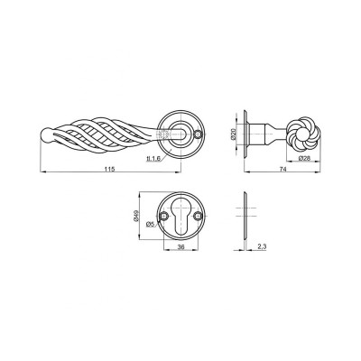 EVELÍNA R mâner rozetă pentru tampon PZ EVELÍNA R mâner rozetă pentru tampon PZ