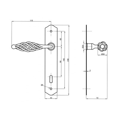 EVELÍNA kľučka 90mm kľúč EVELÍNA kľučka 90mm kľúč